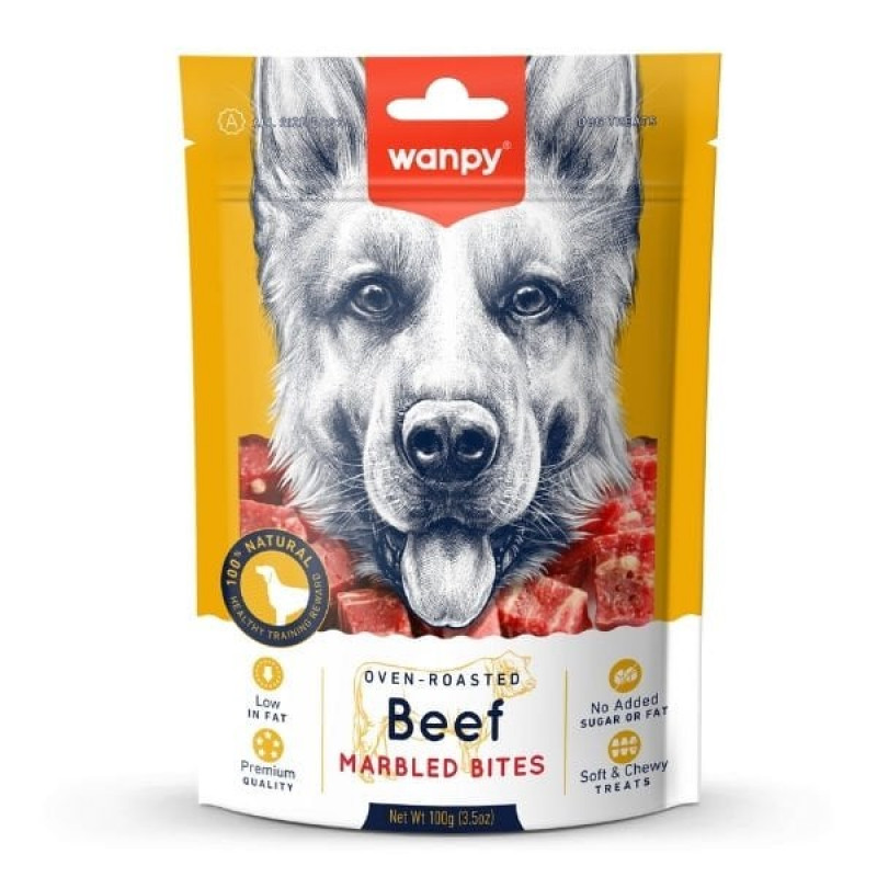 Wanpy 100 Gr Marbled Biftekli Küp Et Parçaları Köpek Ödülü | Kurutulmuş Köpek Ödül Maması