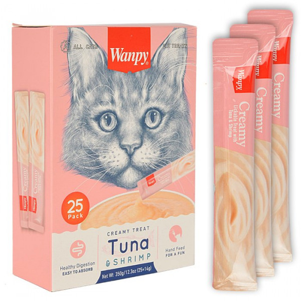 Wanpy 25'li Ton Balığı Ve Karidesli 14 Gr | Kedi Sıvı Ödül Maması