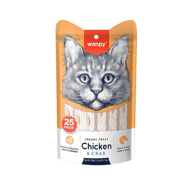 Wanpy 350 Gr Creamy Treat Tavuk ve Yengeç | Kedi Sıvı Ödül Maması