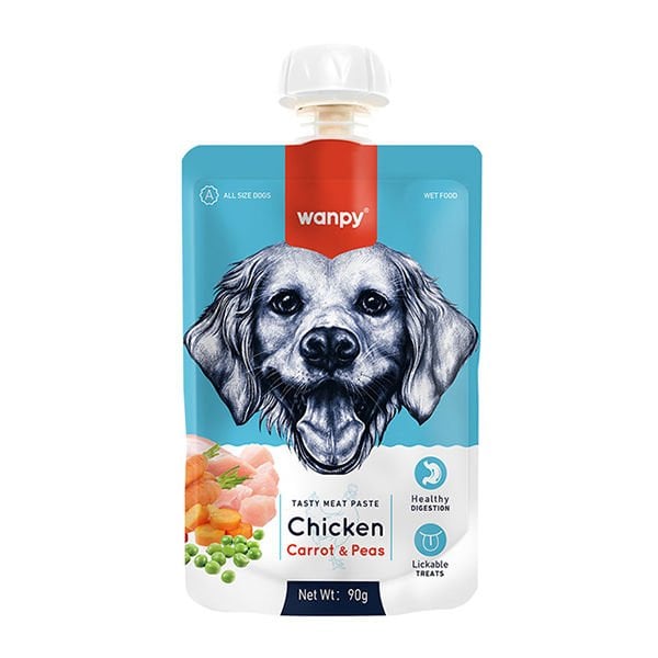 Wanpy 90 Gr Tasty Meat Paste Tavuk Havuç ve Bezelye | Köpek Atıştırmalık Ödül Maması