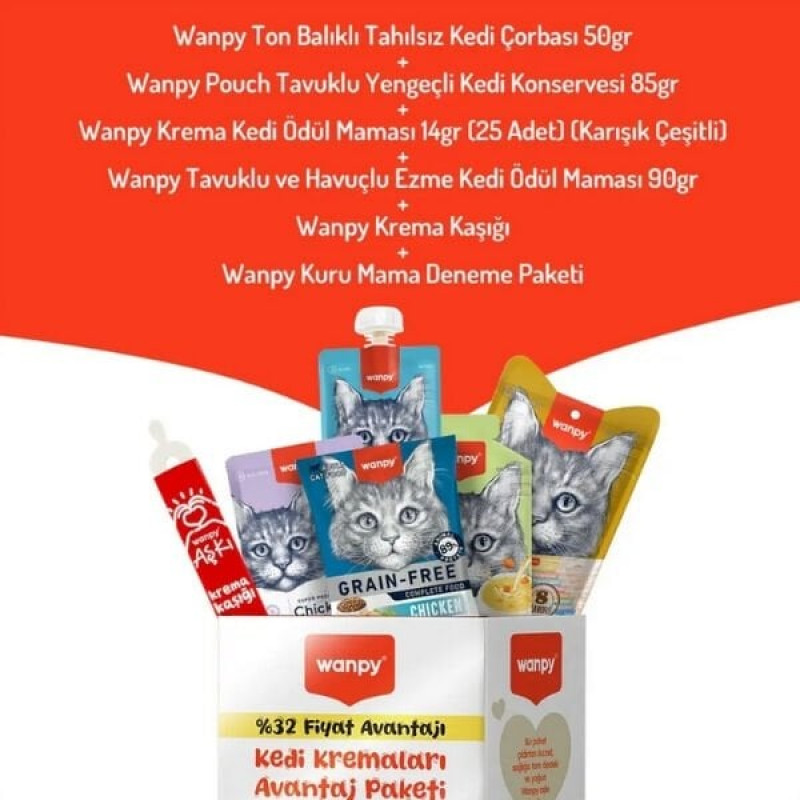 Wanpy Karışık Lezzetler Avantaj Paketi Sıvı Kedi Ödül Maması 5 Adet
