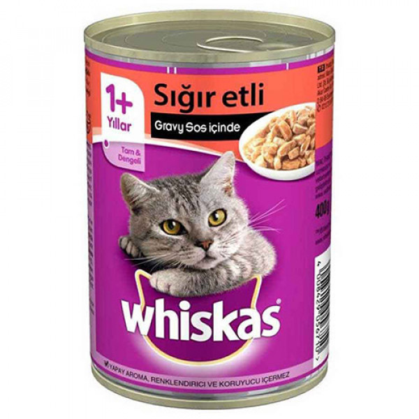 Whiskas 24 Adet Gravy Sos İçinde Sığır Etli Yetişkin 400 Gr | Sığır Etli Yaş Kedi Maması