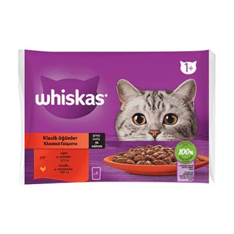 Whiskas 340 Gr Klasik Öğünler Sığır ve Tavuk | Yetişkin Kedi Maması Whiskas 340 Gr Klasik Öğünler Sığır ve Tavuk | Yetişkin Kedi Maması