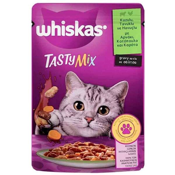 Whiskas 85 Gr Tasty Mix Kuzu Tavuk ve Havuç | Yetişkin Kedi Maması