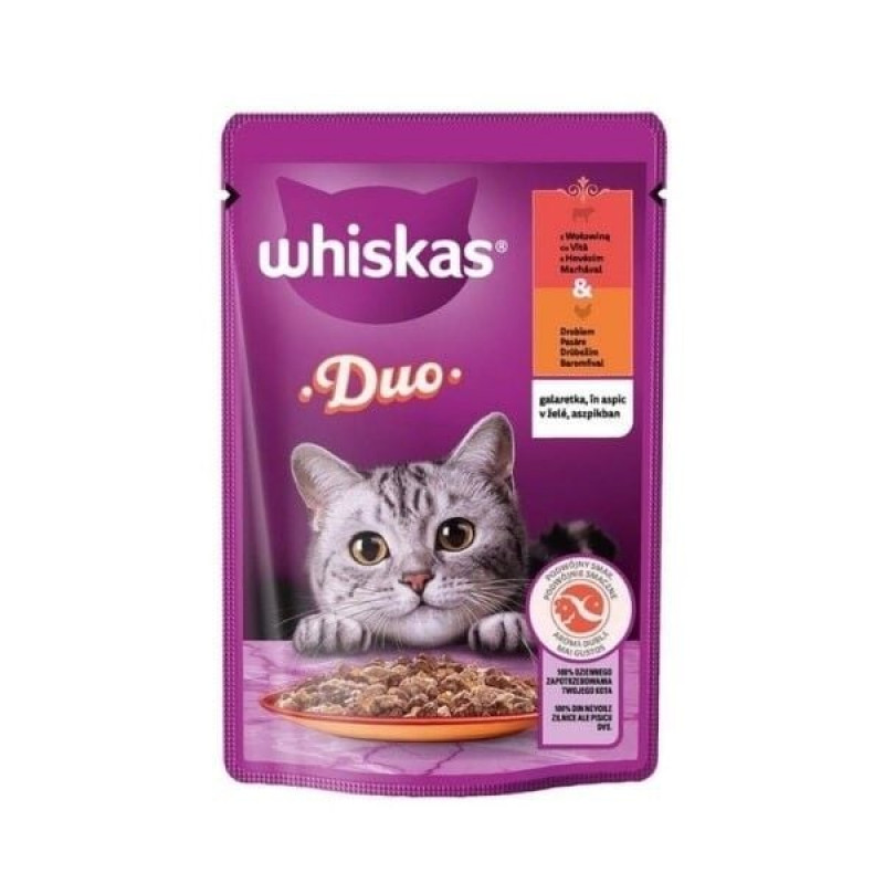 Whiskas Duo 85 Gr Kümes Hayvanlı ve Sığır Etli Pouch Kedi Maması 