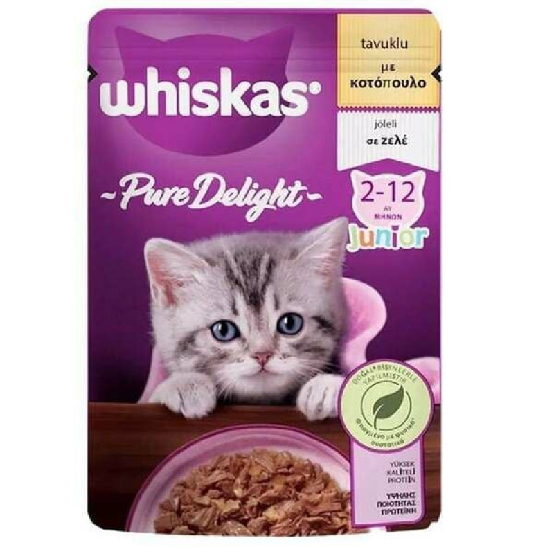 Whiskas Pouch Pure Delight Jöle İçerisinde Tavuklu Yavru Kedi Konservesi 4x85 Gr | Yavru Kedi Maması Whiskas Pouch Pure Delight Jöle İçerisinde Tavuklu Yavru Kedi Konservesi 4x85 Gr | Yavru Kedi Maması