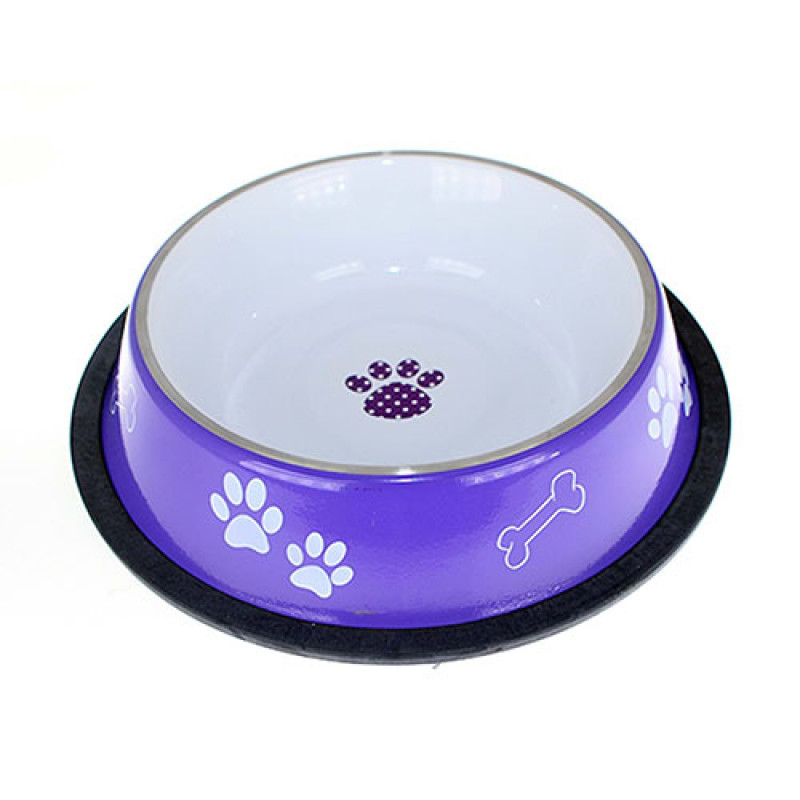 Zampa 16 Oz Kaymaz Tabanlı Mor Desenli Mama Su Kabı | Metal Mama Ve Su Kabı Zampa 16 Oz Kaymaz Tabanlı Mor Desenli Mama Su Kabı | Metal Mama Ve Su Kabı