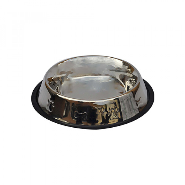 Zampa 24 Oz Kaymaz Tabanlı Kabartmalı Mama Su Kabı | Metal Mama Ve Su Kabı