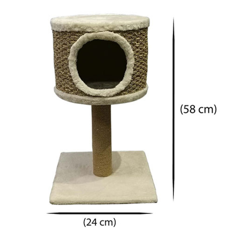 Zampa 24x24x58 Cm Yuvalı Hasır Kedi Tırmalama | Kedi Tırmalama Tahtası
