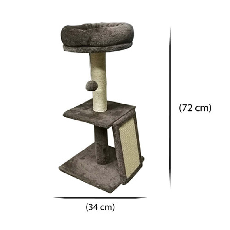 Zampa 35x35x72 Cm Rampalı Oturaklı Kedi Tırmalama | Platformlu Kedi Tırmalama Tahtası