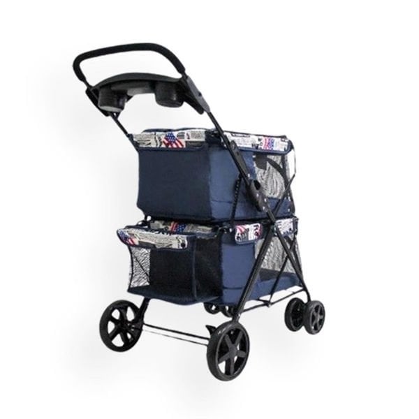 Zampa Twins Kedi ve Köpek Arabası Lacivert 51x85x100 Cm | Köpek Taşıma Çantası Ve Kafes