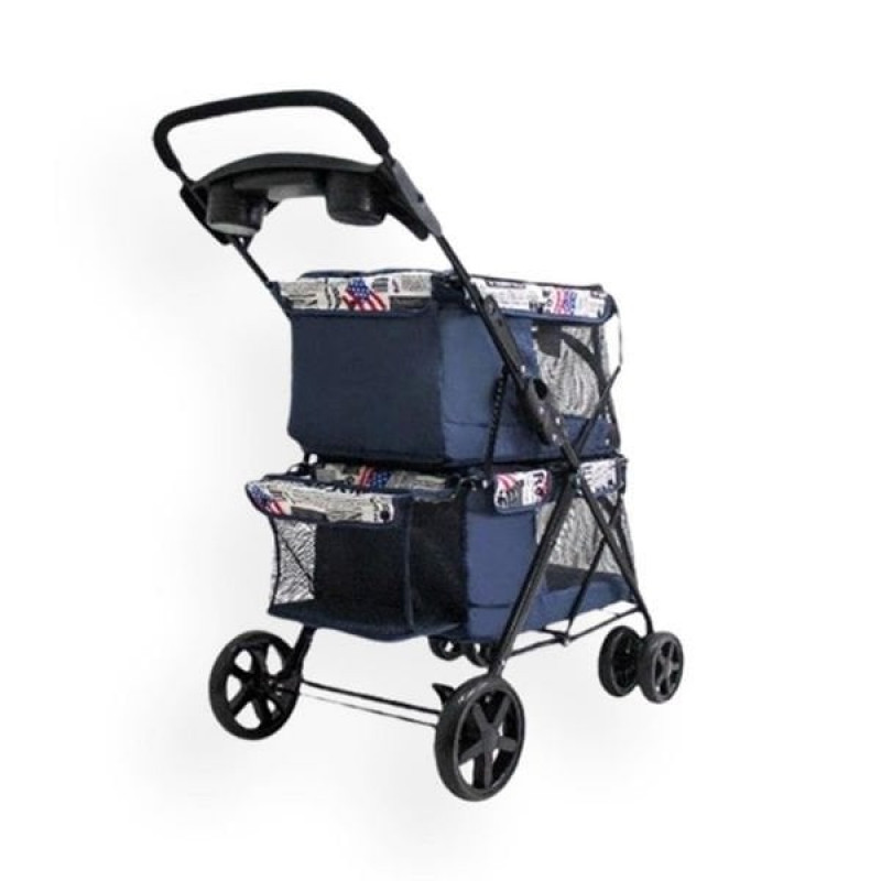 Zampa Twins Kedi ve Köpek Arabası Lacivert 51x85x100 Cm | Köpek Taşıma Çantası Ve Kafes Zampa Twins Kedi ve Köpek Arabası Lacivert 51x85x100 Cm | Köpek Taşıma Çantası Ve Kafes