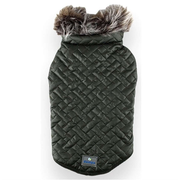 Zampa XL Supreme Yakalı Kürklü Mont Yeşil | Köpek Kıyafeti