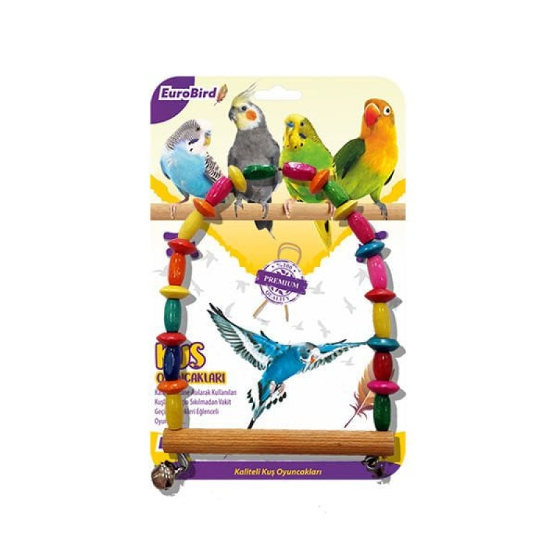 Euro Bird Boncuklu Oval Salıncak Renkli | Kuş Salıncağı Euro Bird Boncuklu Oval Salıncak Renkli | Kuş Salıncağı