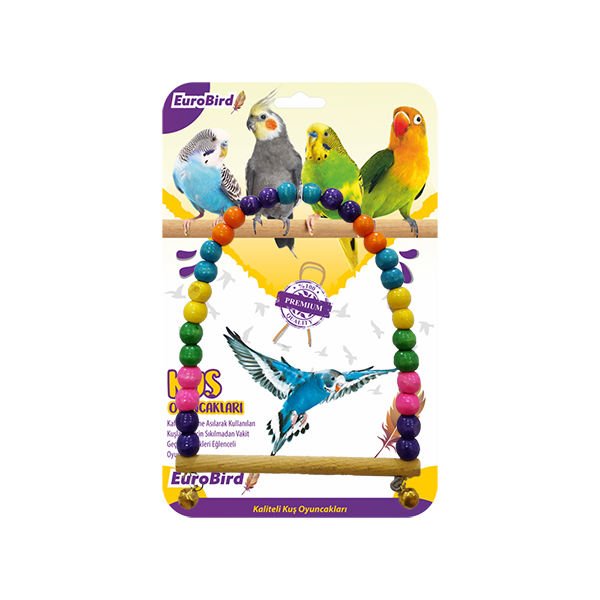 Euro Bird Oval Boncuklu Salıncak Renkli | Kuş Salıncağı