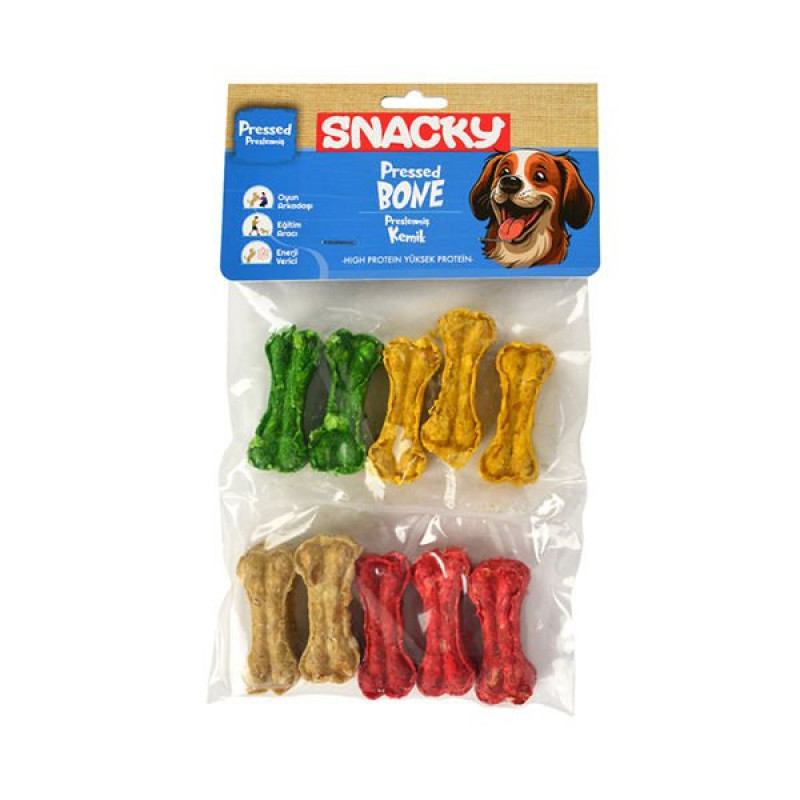 Snacky 110 Gr Munchy Renkli Pres | Köpek Kemik Ödül Maması Snacky 110 Gr Munchy Renkli Pres | Köpek Kemik Ödül Maması