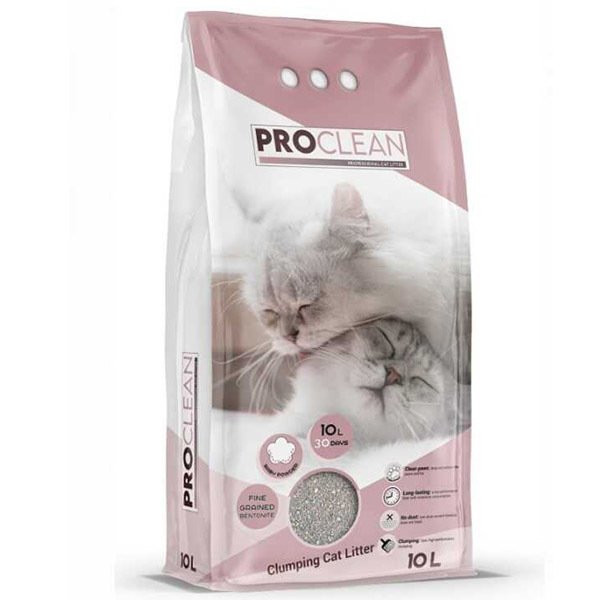 Proclean 10 Lt Bebek Pudrası Kokulu Kalın Taneli Bentonit Topaklanan Kedi Kumu | Doğal Kedi Kumu