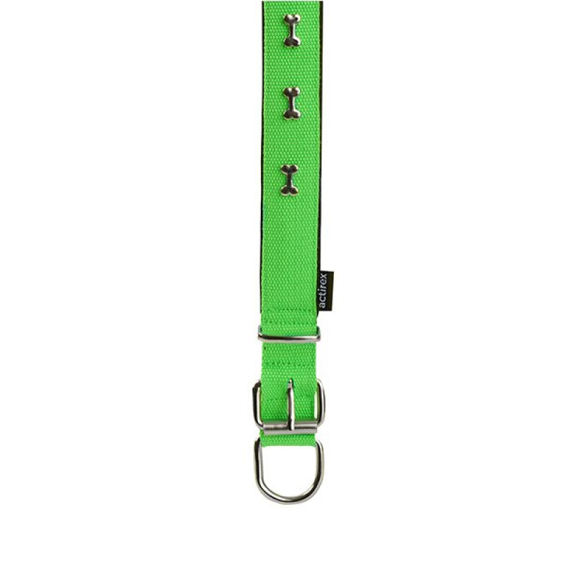 Actirex 2.5x42-50 Cm Neon Kemik Desenli Boyun Tasması Yeşil M | Köpek Boyun Tasması