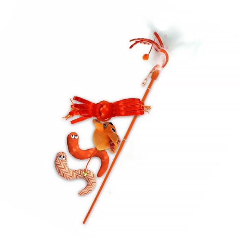 Afp 5 Oyuncaklı Peluş Olta Turuncu | Kedi Oltası Afp 5 Oyuncaklı Peluş Olta Turuncu | Kedi Oltası