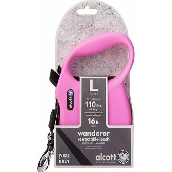 Alcott 5M Wanderer Otomatik Şerit Gezdirme Tasması (L) Pembe | Köpek Gezdirme Tasması