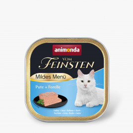 Vom Feinsten 100 Gr Adult Paté Mildes Menu Hindili ve Alabalıklı | Yetişkin Kedi Maması