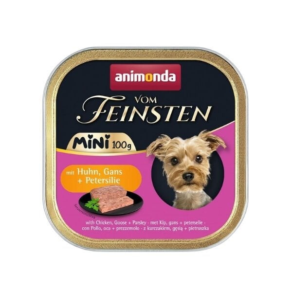 Animonda Vom Feinsten 100 Gr Tavuk ve Kaz Etli Mini Irk Yetişkin Köpek Konservesi 