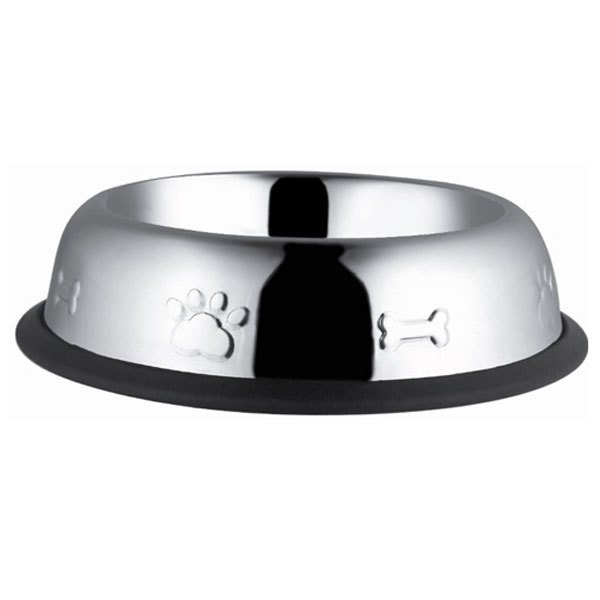 Ankur Asbe 12 Cm 8 Oz Çelik Mama Kabı Oval Desenli | Metal Mama Ve Su Kabı