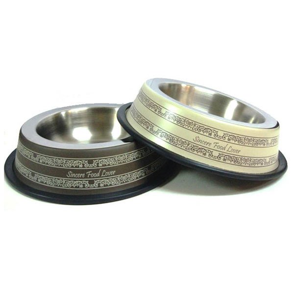 Ankur Aswtpp 96 Oz 18 Cm İşleme Desenli Çelik Mama Kabı | Dekoratif Mama Ve Su Kabı