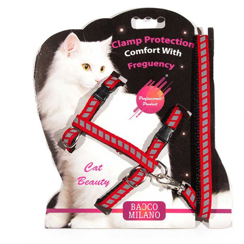 Bacco Milano Reflektörlü Göğüs Tasması Kırmızı | Kedi Göğüs Tasması Bacco Milano Reflektörlü Göğüs Tasması Kırmızı | Kedi Göğüs Tasması