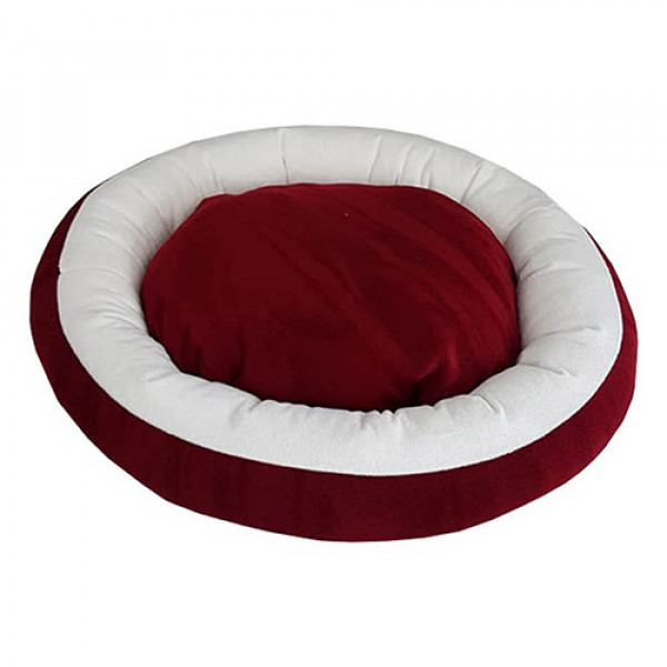 Bedspet Simit Yatak Bordo-Beyaz | Kumaş Köpek Yatağı