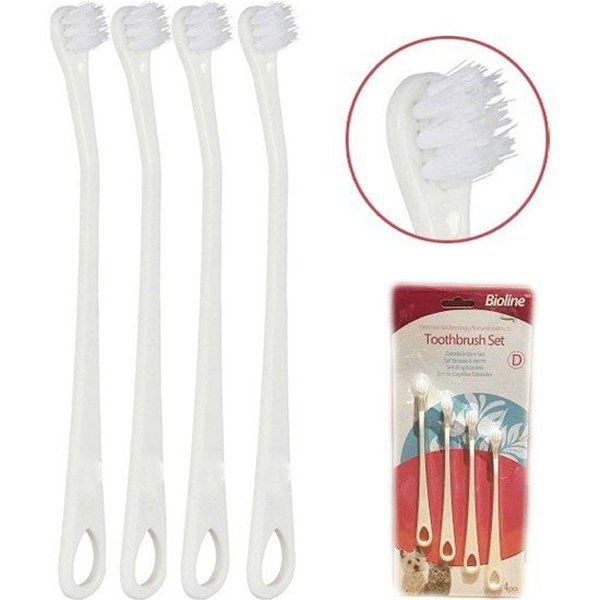 Bioline Kedi Ve Köpek Diş Fırça Seti 4 Adet | Kedi Ağız Bakım Ürünü
