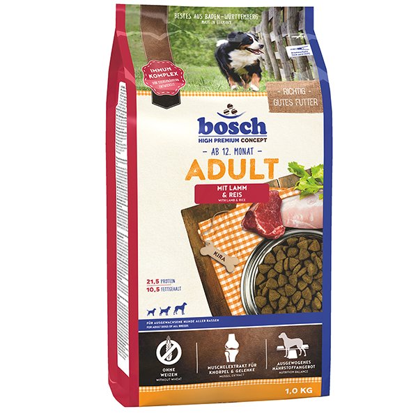 Bosch 1 Kg Adult Glutensiz Kuzu Pirinçli Yetişkin | Köpek Özel Kuru Mama