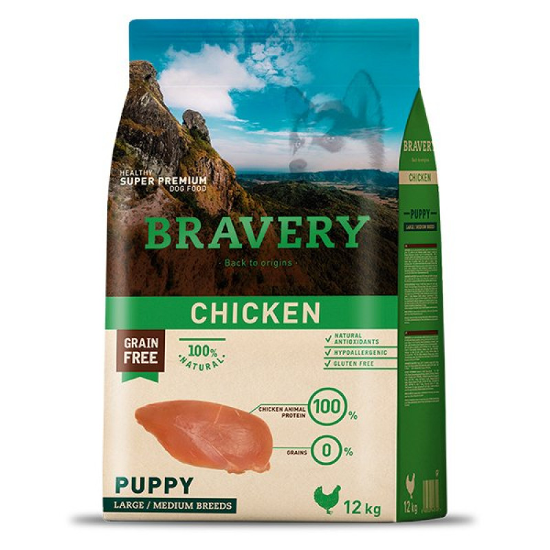 Bravery 12 Kg Orta ve Büyük Irk Tavuklu Tahılsız Yavru | Yavru Köpek Kuru Maması Bravery 12 Kg Orta ve Büyük Irk Tavuklu Tahılsız Yavru | Yavru Köpek Kuru Maması