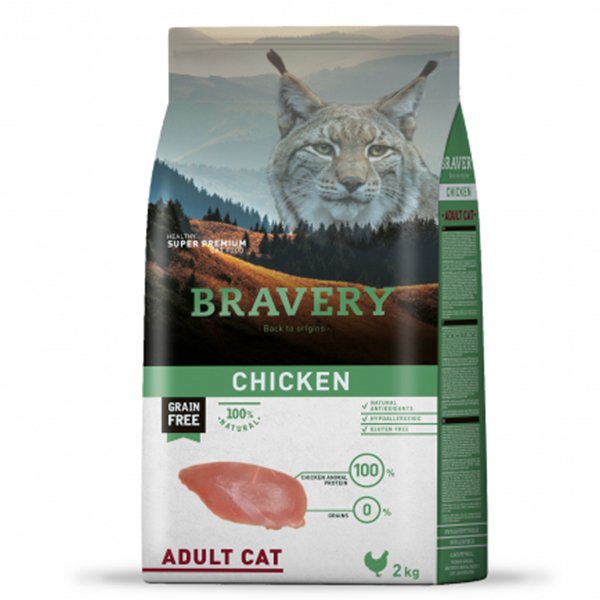 Bravery 2 Kg Adult Tavuklu Tahılsız Yetişkin | Tahılsız Kuru Kedi Maması