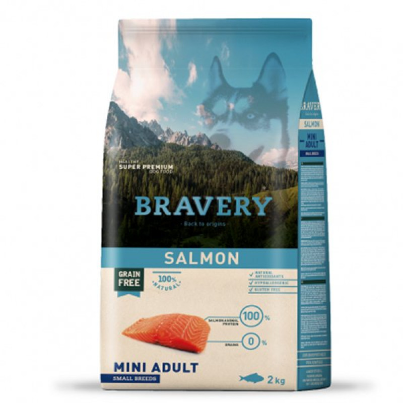 Bravery 2 Kg Küçük Irk Somonlu Tahılsız Yetişkin | Tahılsız Köpek Kuru Maması Bravery 2 Kg Küçük Irk Somonlu Tahılsız Yetişkin | Tahılsız Köpek Kuru Maması