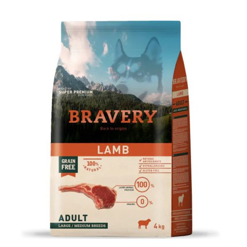 Bravery 4 Kg Orta ve Büyük Irk Kuzulu Tahılsız Yetişkin | Tahılsız Köpek Kuru Maması Bravery 4 Kg Orta ve Büyük Irk Kuzulu Tahılsız Yetişkin | Tahılsız Köpek Kuru Maması