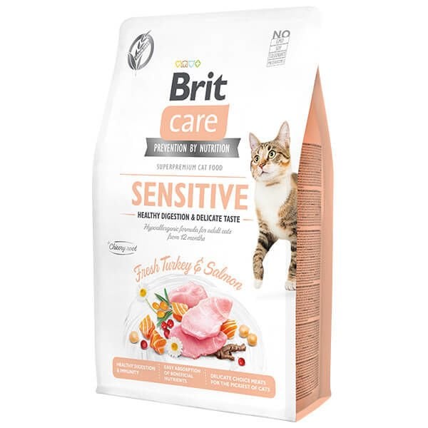 Brit Care 2 Kg Cat Grain-Free Sensitive Healthy Digestion and Delicate Taste Hindi & Somon | Hipoalerjenik Kedi Maması