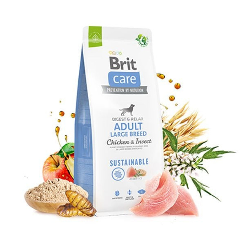 Brit Care 3 Kg Sustainable Adult Large Breed Tavuk ve Böcek | Yetişkin Köpek Kuru Maması