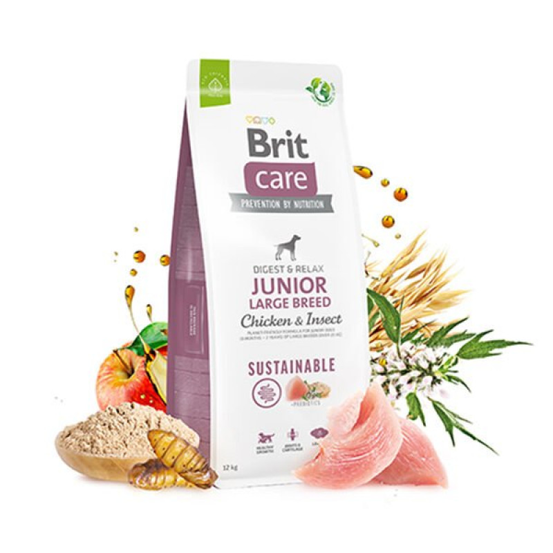 Brit Care 3 Kg Sustainable Junior Large Breed Tavuk ve Böcek | Köpek Özel Kuru Mama
