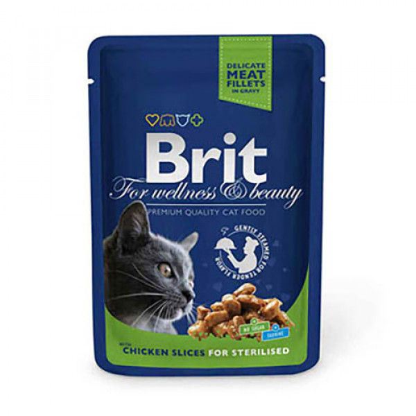 Brit Premium 6 Al 5 Öde Cat Pouches Chicken Slices for Sterilised 100 Gr | Yetişkin Kedi Maması