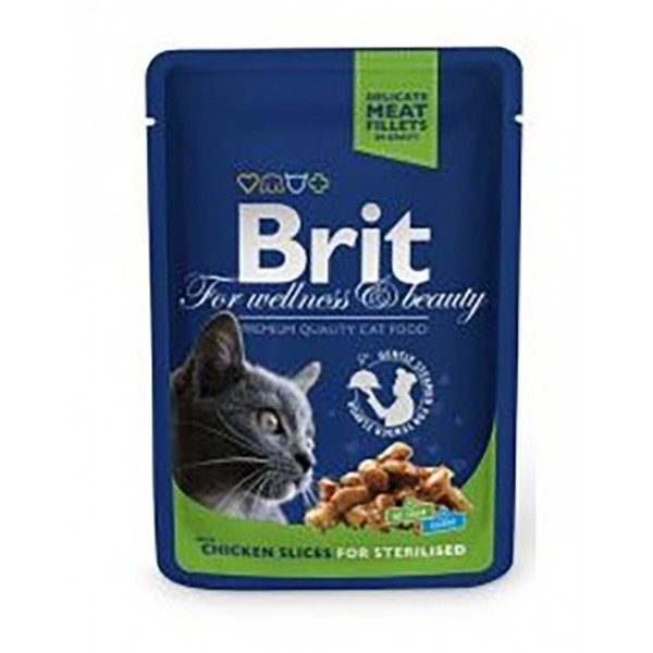 Brit Premium 100 Gr Cat Pouches Chicken Slices for Sterilised | Kısırlaştırılmış Kedi Maması