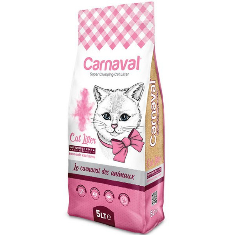 Carnaval 5 Lt Bebek Pudralı Topaklanan Bentonit Kum İnce | Granül Kedi Kumu Carnaval 5 Lt Bebek Pudralı Topaklanan Bentonit Kum İnce | Granül Kedi Kumu