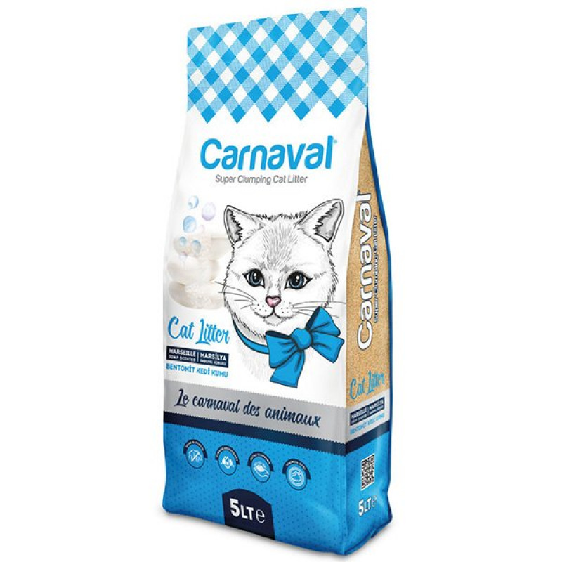 Carnaval 5 Lt Sabunlu Topaklanan Bentonit Kum İnce | Granül Kedi Kumu Carnaval 5 Lt Sabunlu Topaklanan Bentonit Kum İnce | Granül Kedi Kumu