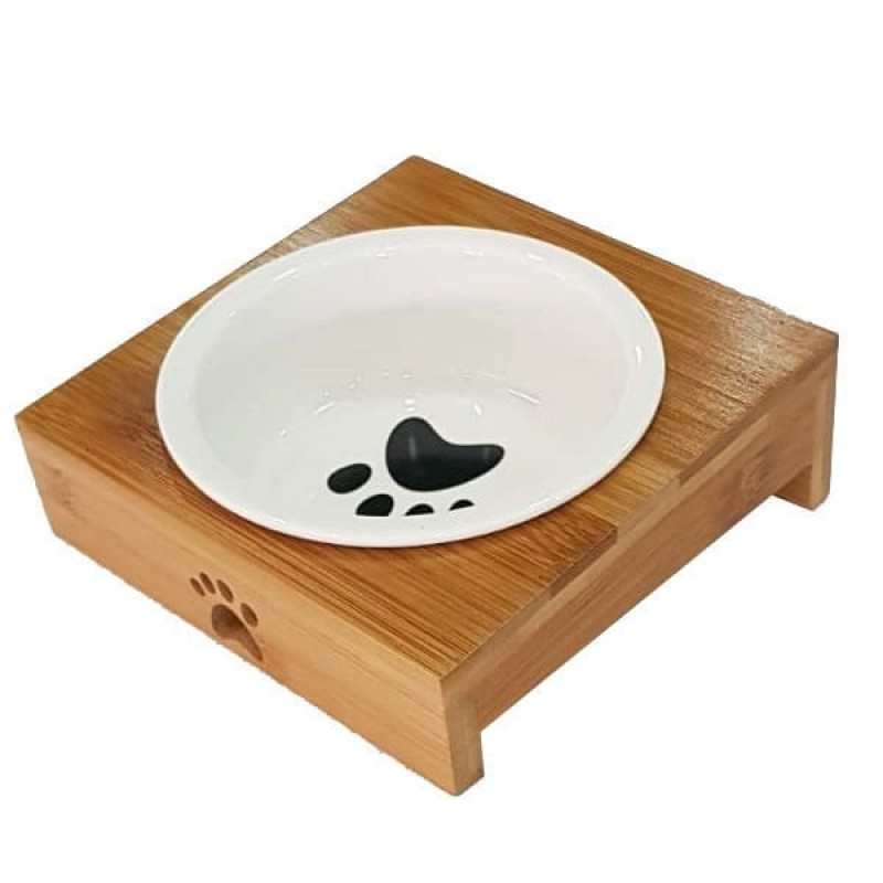 Carno 200 Ml Ahşap Sehpalı Tekli Seramik Mama ve Su Kabı Beyaz | Seramik Mama Ve Su Kabı Carno 200 Ml Ahşap Sehpalı Tekli Seramik Mama ve Su Kabı Beyaz | Seramik Mama Ve Su Kabı