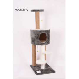  128 Cm Üst Oval Merdivenli Kedi Tırmalama Gri | Kedi Evi