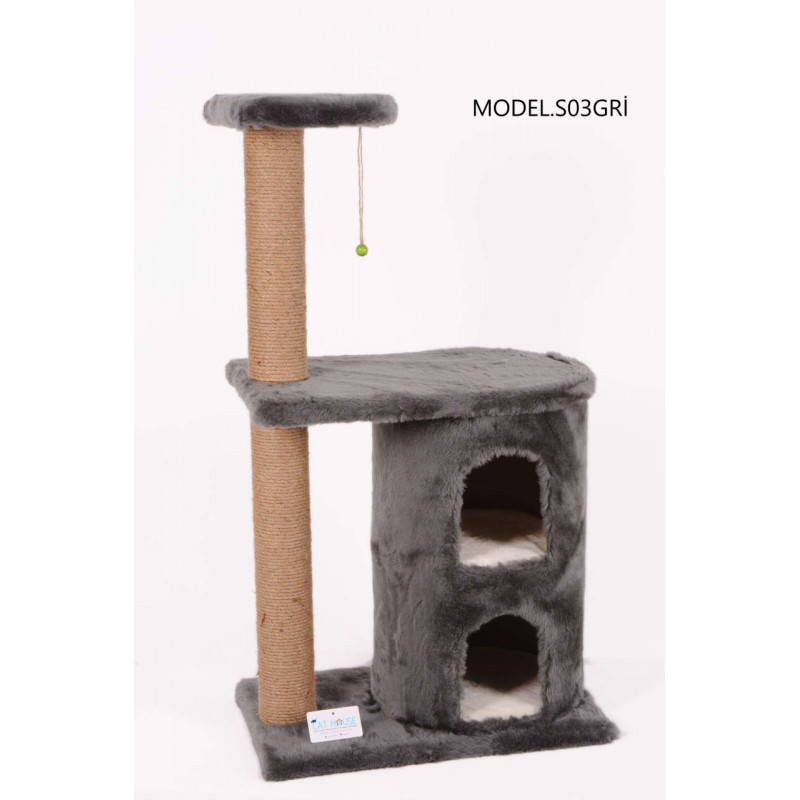Cat Hause 103 Cm İki Yuvalı Kedi Tırmalama Gri | Tırmalama Tahtalı Kedi Evi Cat Hause 103 Cm İki Yuvalı Kedi Tırmalama Gri | Tırmalama Tahtalı Kedi Evi
