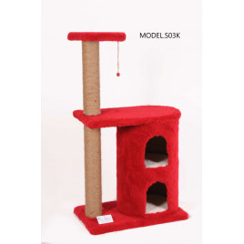 103 Cm İki Yuvalı Kedi Tırmalama Kırmızı | Kedi Evi