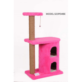 103 Cm İki Yuvalı Kedi Tırmalama Pembe | Tırmalama Tahtalı Kedi Evi 103 Cm İki Yuvalı Kedi Tırmalama Pembe | Tırmalama Tahtalı Kedi Evi