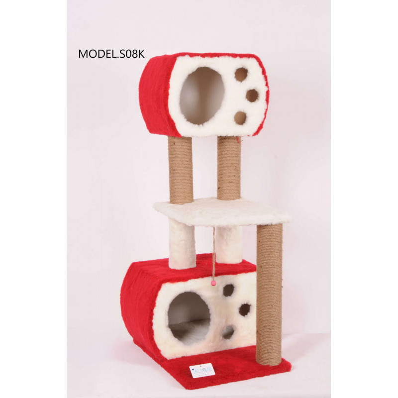 Cat Hause 115 Cm Çift Yuvalı Katlı Kedi Tırmalama Kırmızı | Tırmalama Tahtalı Kedi Evi Cat Hause 115 Cm Çift Yuvalı Katlı Kedi Tırmalama Kırmızı | Tırmalama Tahtalı Kedi Evi