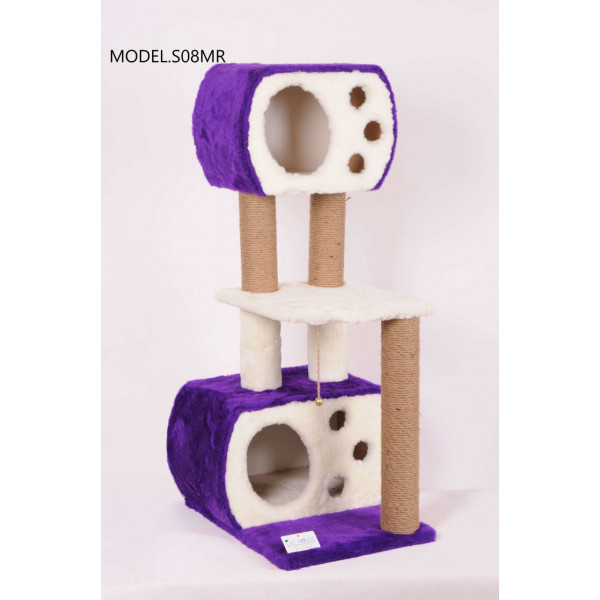 Cat Hause 115 Cm Çift Yuvalı Katlı Kedi Tırmalama Mor | Platformlu Kedi Tırmalama Tahtası